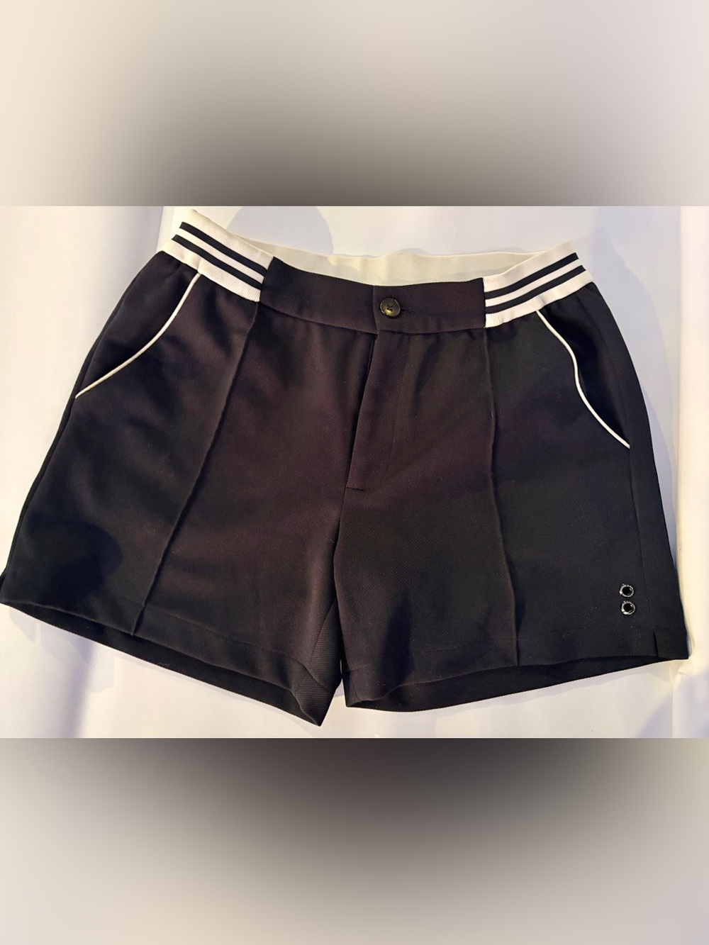 Ron Dorff Paris-Stockholm Striped Waistband Tennis Shorts Black Size M